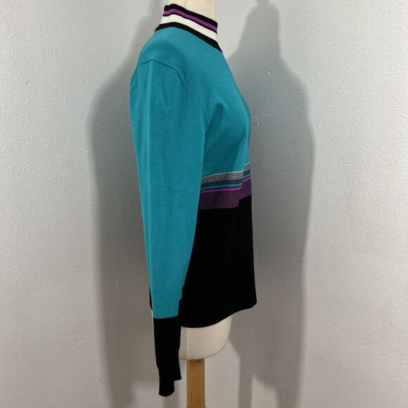 Per Se Sweater Womens Large Colorblock Pullover Preppy Y2K 90s - Picture 4 of 8